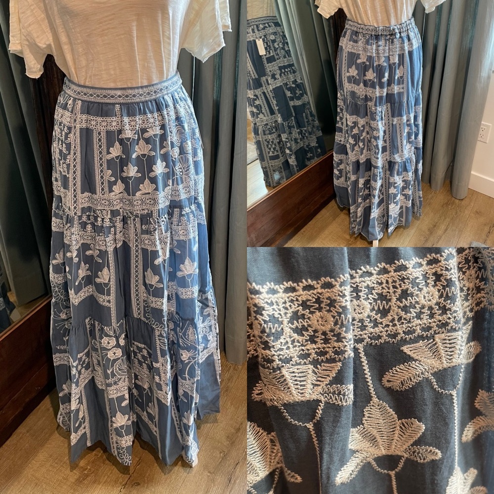 Maeve Anthropologie Ariadne embroidered maxi skirt NWT